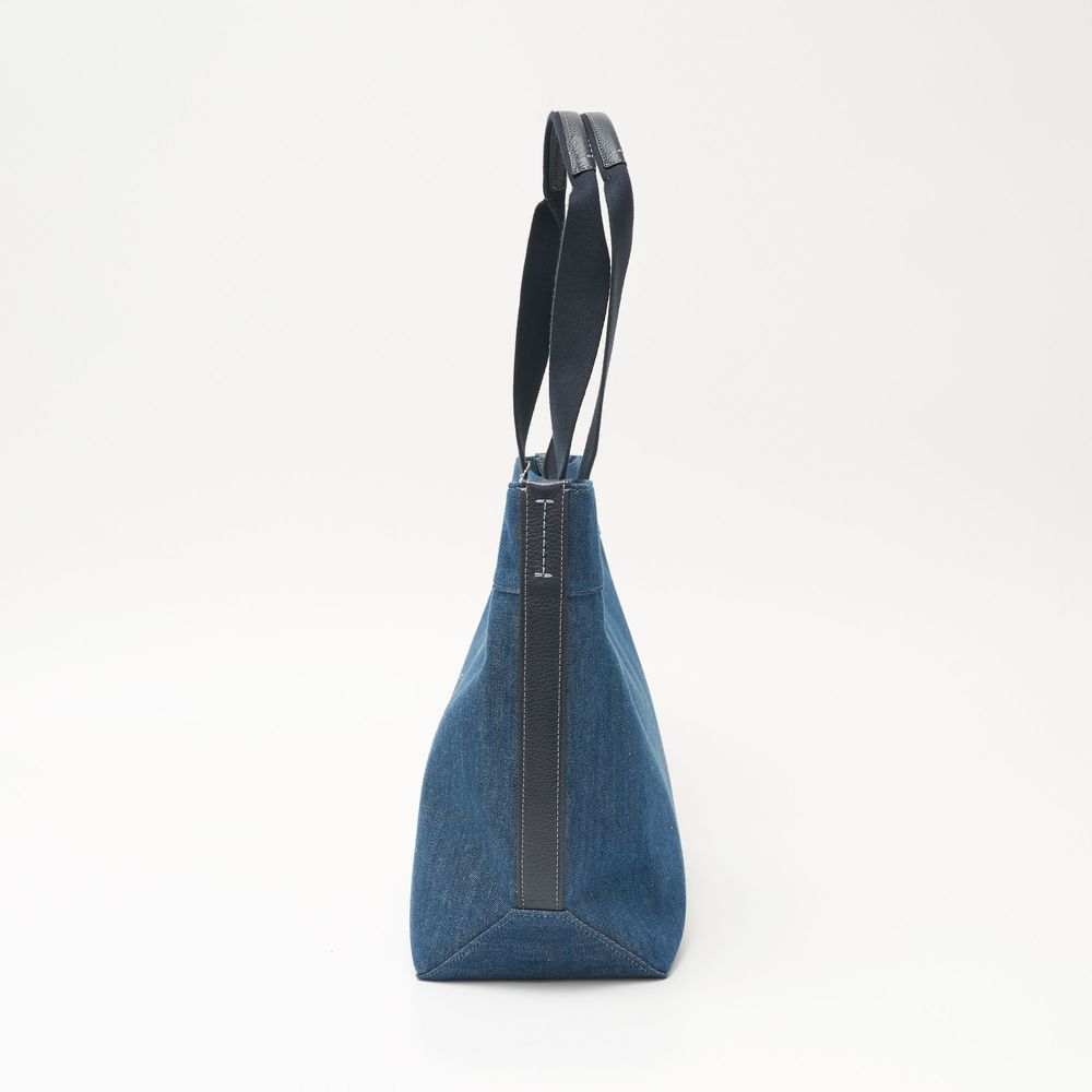 Coach Horse and Carriage Tote Bag Denim Leather Blue